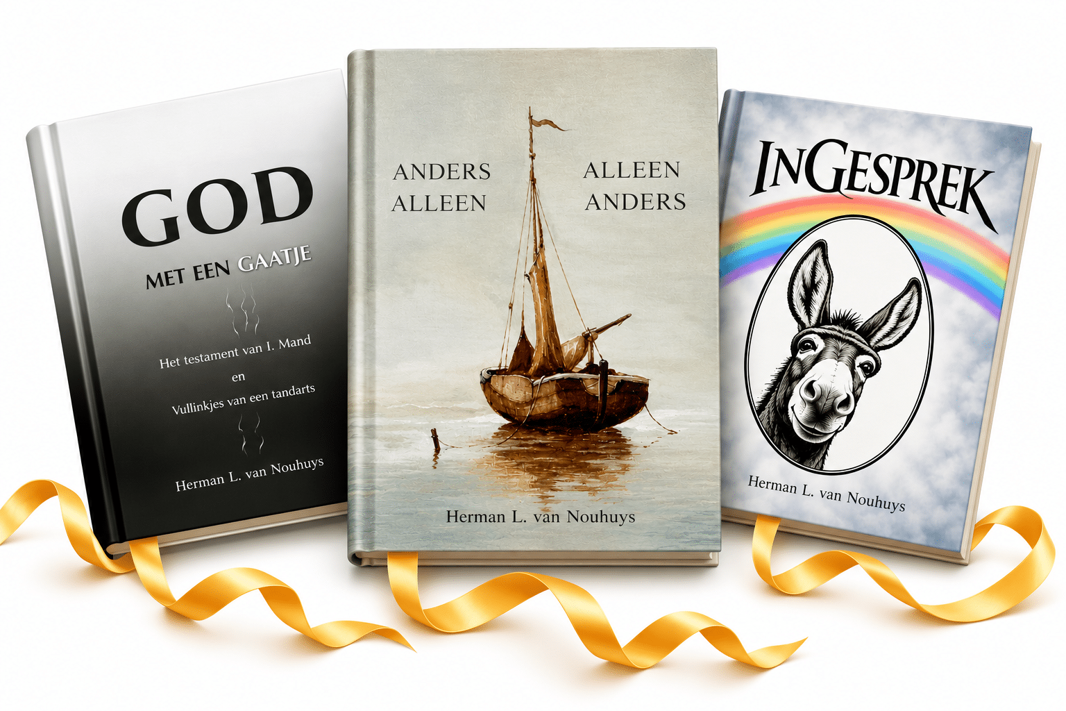 Drie boeken met gouden linten-2
